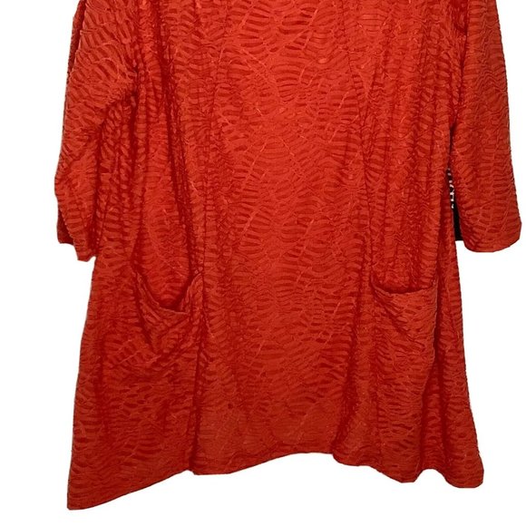 NWT Onque Casual Tunic Top Blouse 1X Textured Knit Pockets Orange 3/4 Sleeve - Picture 6 of 10